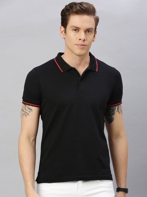 

Lee Men Black Solid Polo Collar T-shirt