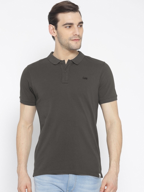 

Lee Men Charcoal Solid Polo Collar T-shirt