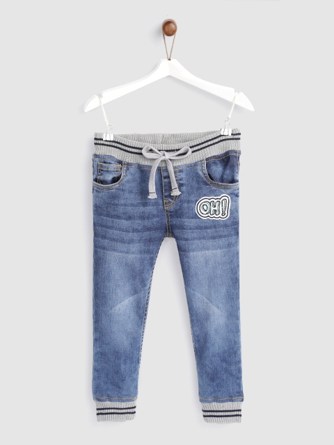 

YK Boys Blue Regular Fit Washed Joggers