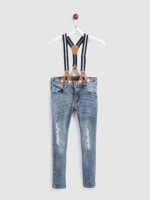 

YK Boys Blue Regular Fit Mid-Rise Mildly Distressed Stretchable Jeans