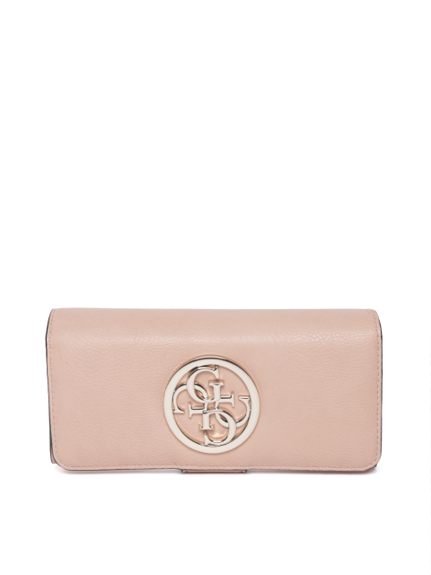 

GUESS Women Peach-Coloured Solid Two Fold Wallet