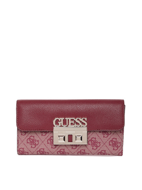 

GUESS Women Maroon Printed Three Fold Wallet
