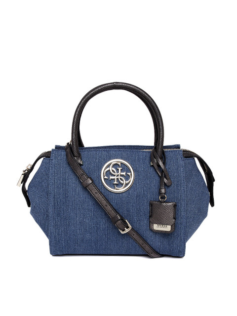 

GUESS Blue Solid Denim Handheld Bag