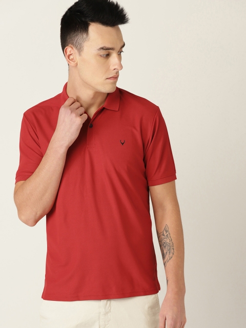 

Allen Solly Sport Men Red Solid Polo Collar T-shirt