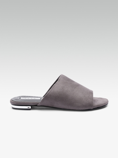 

ELLE Women Charcoal Grey Solid Open-Toe Flats