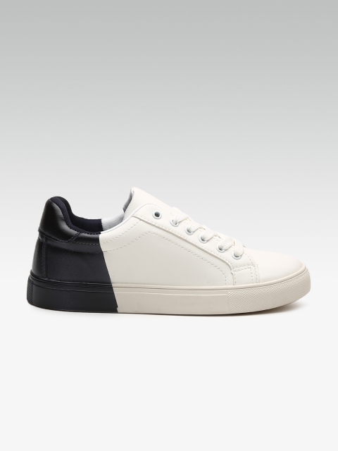 

ELLE Women White & Navy Blue Colourblocked Sneakers