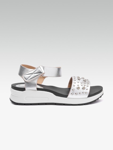 

ELLE Women Silver-Toned Embellished Heels