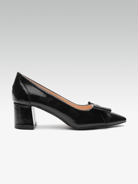 

ELLE Women Black Solid Pumps with Bow Detail
