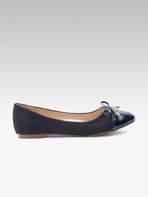 

ELLE Women Navy Blue Solid Ballerinas with Bow Detail