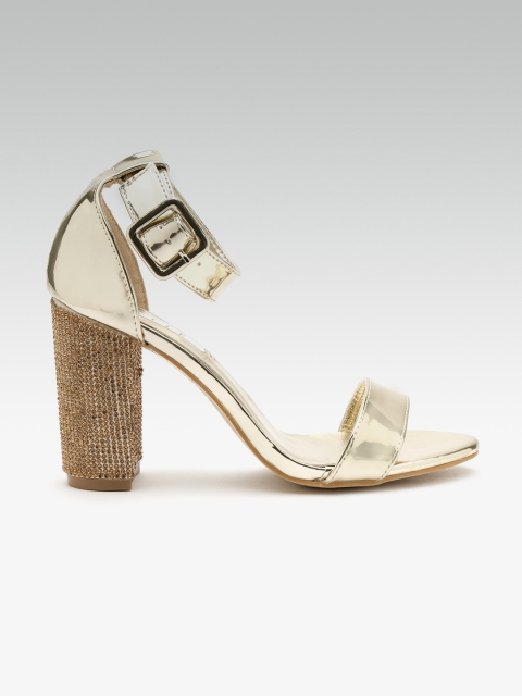 

ELLE Women Gold-Toned Solid Block Heels