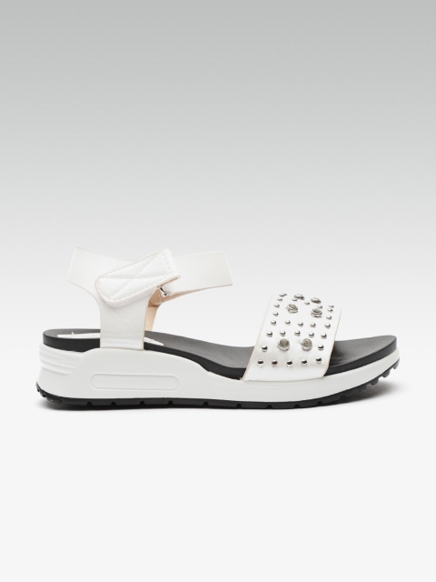 

ELLE Women Cream-Coloured Studded Wedges