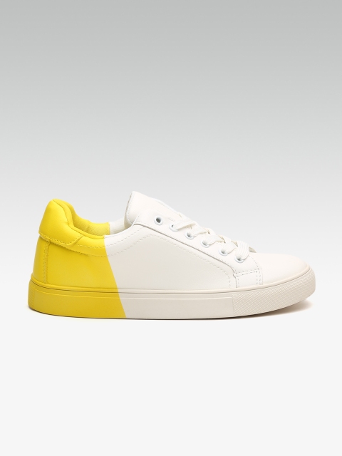 

ELLE Women White & Yellow Colourblocked Sneakers