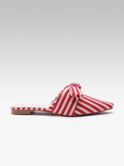 

ELLE Women Red & Off-White Striped Mules