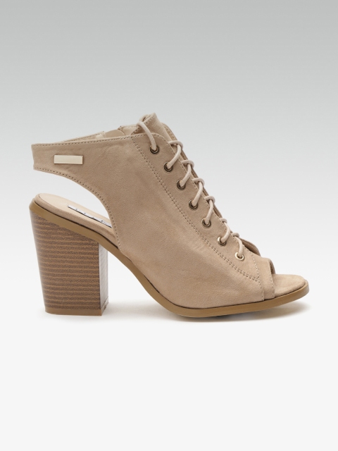 

ELLE Women Beige Solid Peep Toes with Tie-Up Detail