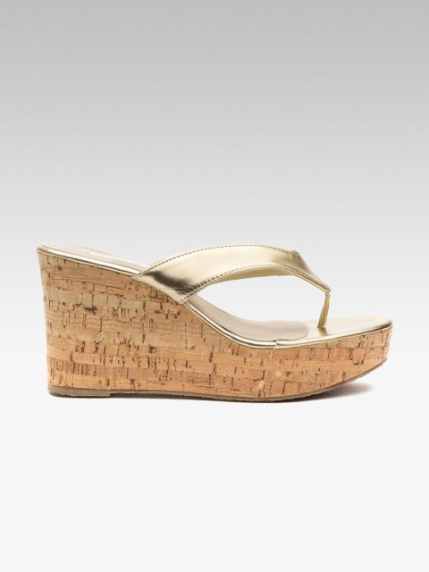 

ELLE Women Gold-Toned Solid Wedges