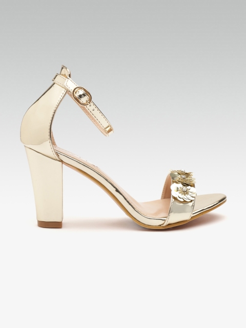 

ELLE Women Gold-Toned Embellished Block Heels