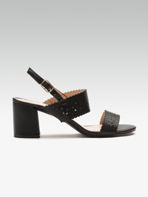 

ELLE Women Black Cut-Work Block Heels