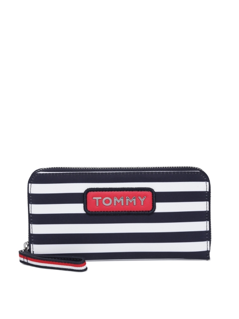 

Tommy Hilfiger Women Navy Blue & White Striped Zip Around Wallet