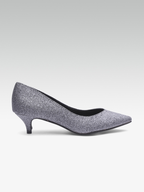 

ELLE Women Silver-Toned Solid Pumps