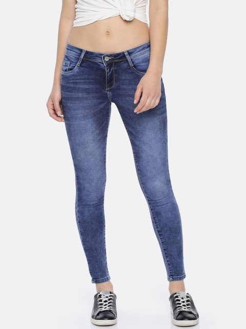 

Kraus Jeans Women K4032 Blue Super Skinny Fit Mid-Rise Clean Look Stretchable Cropped Jeans