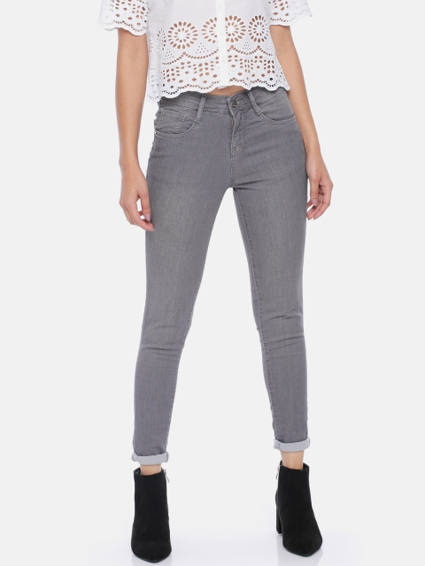 

Kraus Jeans Women K4014 Grey Skinny Fit High-Rise Clean Look Jeans