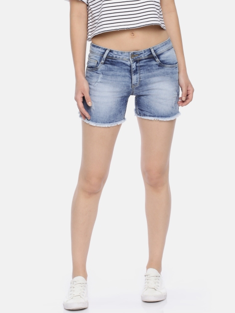 

Kraus Jeans Women K4041 Blue Washed Skinny Fit Denim High Rise Shorts