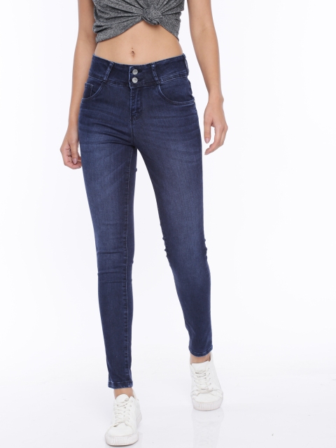 

Kraus Jeans Women K4014 Blue Skinny Fit High-Rise Mildly Distressed Stretchable Cropped Jeans