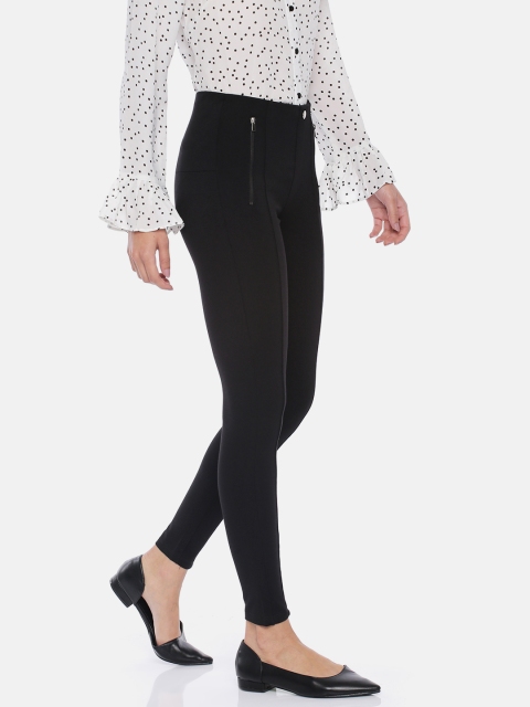 

Kraus Jeans Women K4005 Women Black Solid Skinny Fit High Rise Treggings