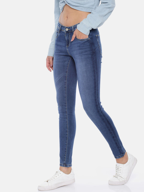 

Kraus Jeans Women K4068 Blue Super Skinny Fit Mid-Rise Clean Look Stretchable Cropped Jeans