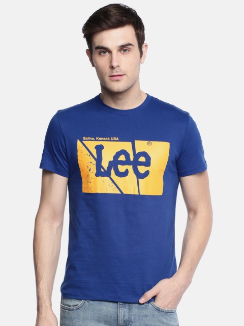 

Lee Men Blue & Yellow Printed Round Neck T-shirt