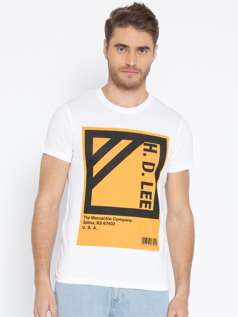 

Lee Men White Printed Round Neck T-shirt