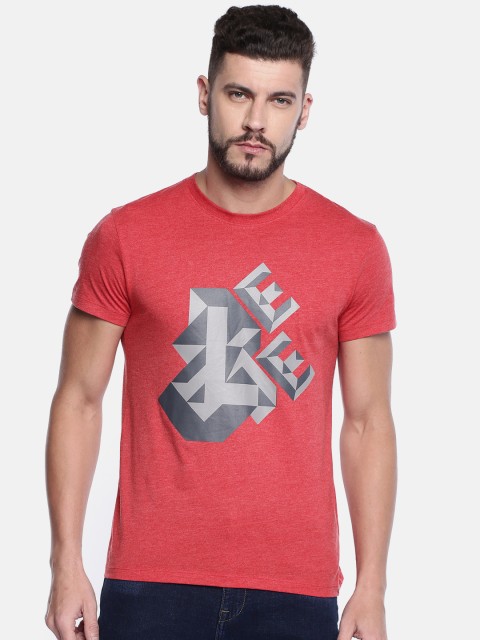

Lee Men Red Printed Round Neck T-shirt