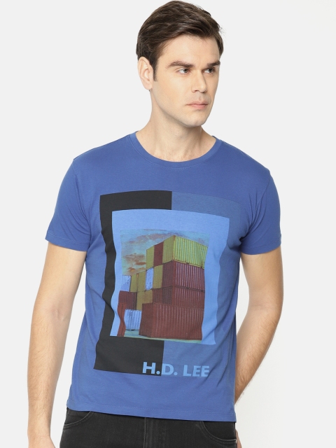 

Lee Men Blue Printed Round Neck T-shirt