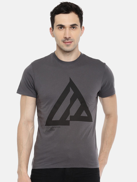 

Lee Men Charcoal Grey Printed Round Neck T-shirt