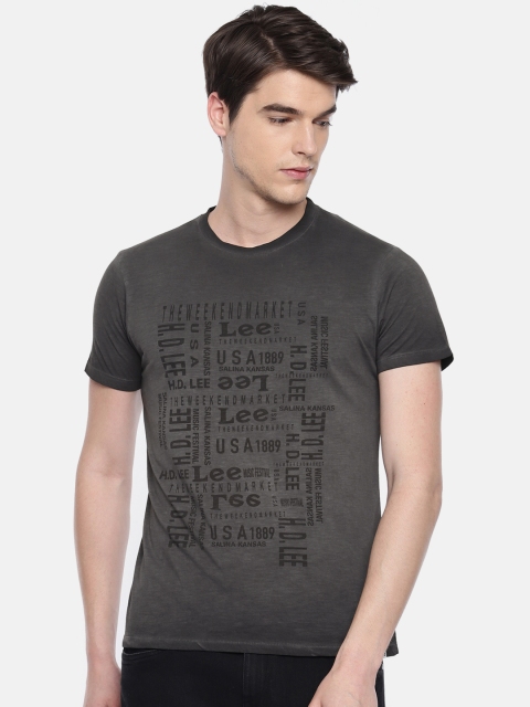 

Lee Men Charcoal Grey Printed Round Neck T-shirt