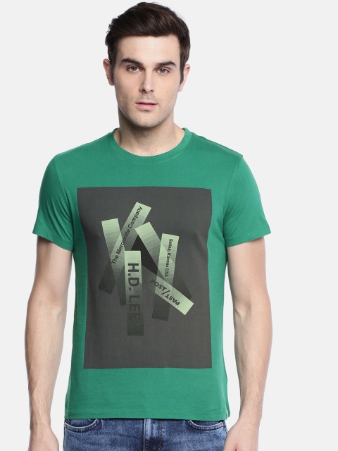 

Lee Men Green Printed Round Neck T-shirt
