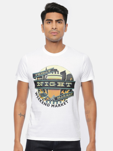 

Lee Men White Printed Round Neck T-shirt
