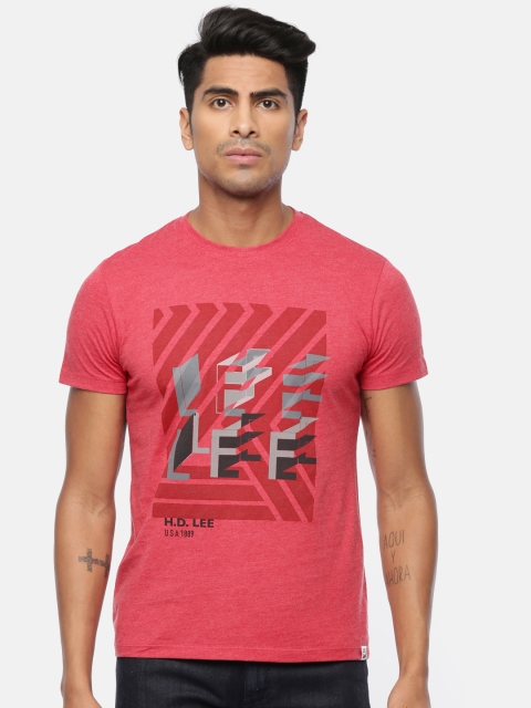 

Lee Men Red Printed Round Neck T-shirt