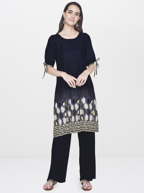 

Global Desi Black Printed Tunic