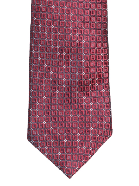 

Louis Philippe Red & Navy Silk Woven Design Broad Tie