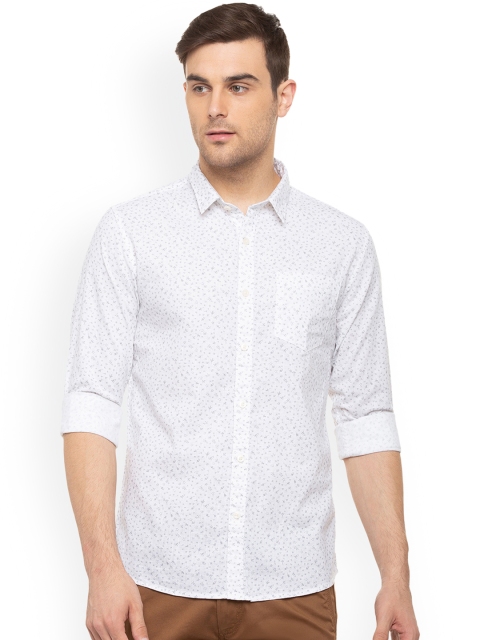 

People Men White Regular Fit Printed Casual Shirt