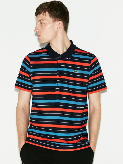 

Lacoste Men Black & Red Striped Polo Collar T-shirt