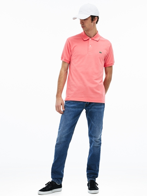 

Lacoste Men Pink Solid Polo Collar T-shirt