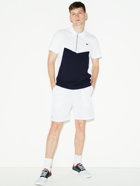 

Lacoste Men White Black Colourblocked Polo Pure Cotton T-shirt