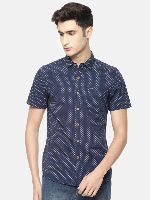 

Lee Men Navy Blue Slim Fit Printed Casual Shirt