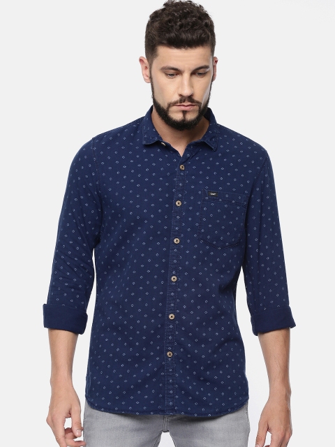 

Lee Men Navy Blue Slim Fit Printed Casual Shirt