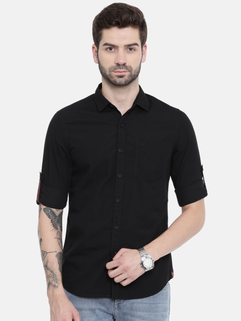 

Lee Men Black Slim Fit Solid Casual Shirt