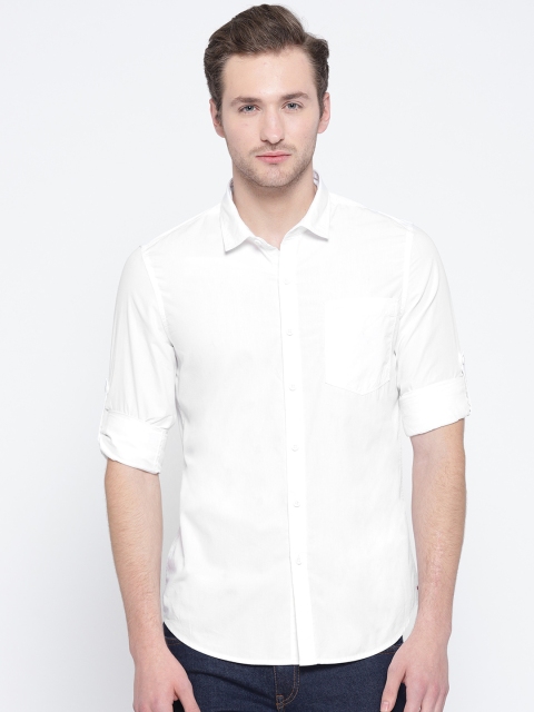 

Lee Men White Slim Fit Solid Casual Shirt