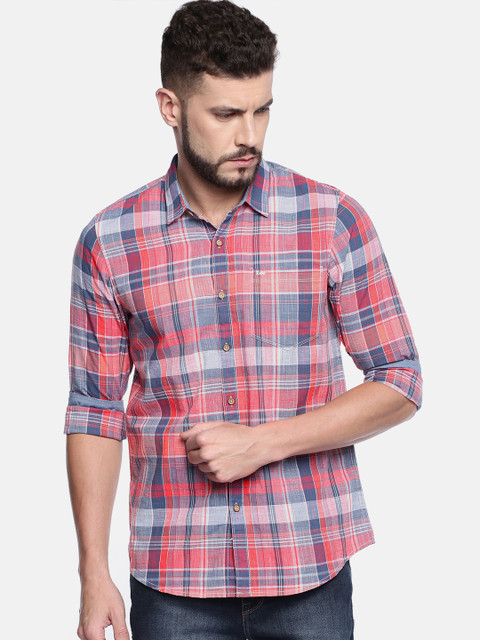 

Lee Men Red & Grey Super Slim Fit Checked Casual Shirt