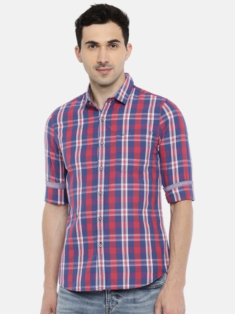 

Lee Men Red & Blue Slim Fit Checked Casual Shirt